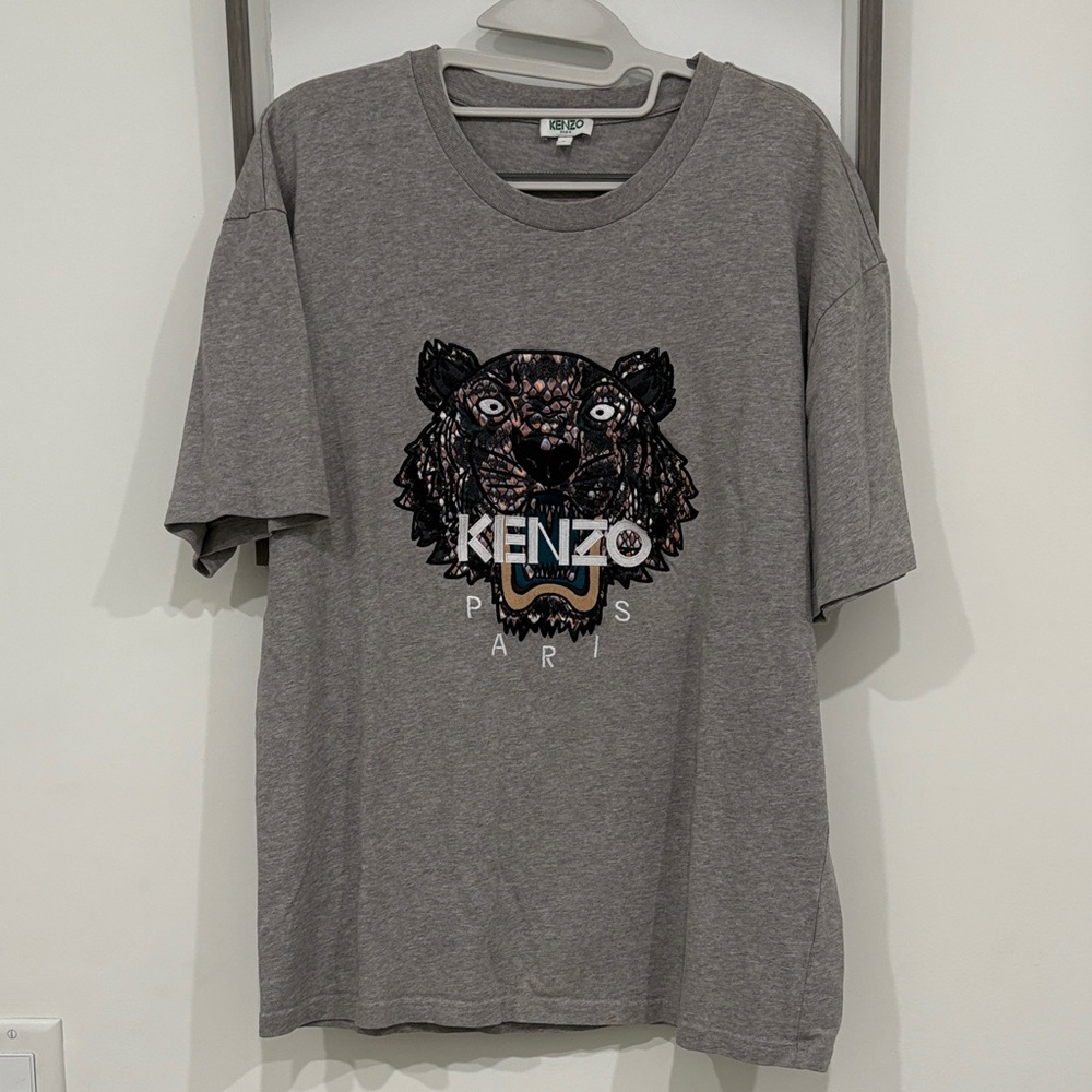 Kenzo Kids Charcoal T-Shirt with Tiger Graphic